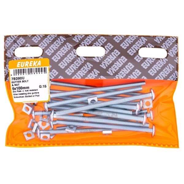 EUREKA Gutter Bolt &amp; Nut 6 x 100mm Q:15 7BD90U