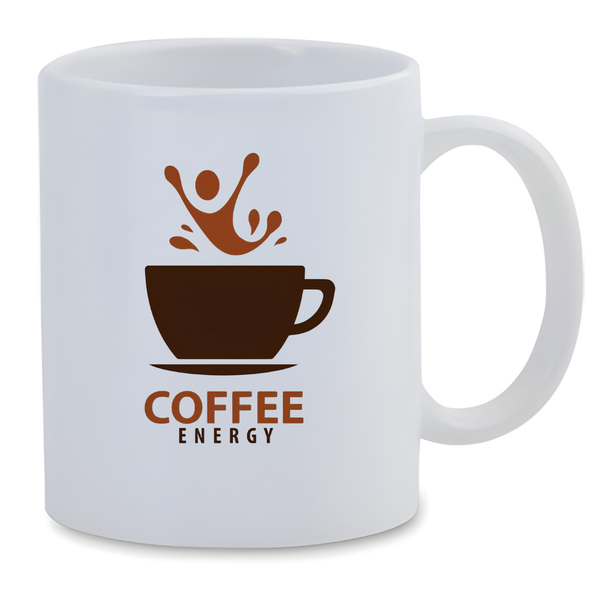 White Ceramic Mug 350ml - Coffee Energy