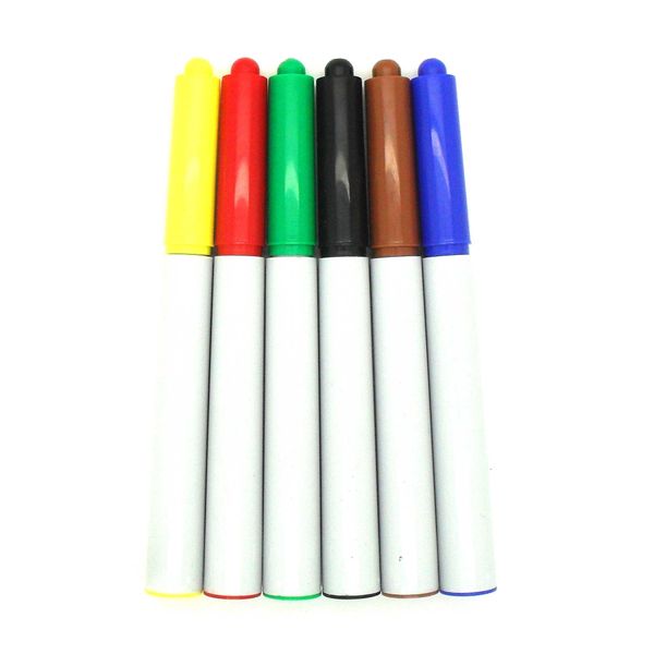 6x Mercurio Ti-Colors Block Tip Fabric T-Shirt Fibre Colouring Marker Pens