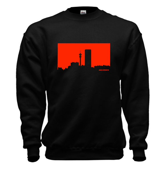 Jozi Streets Skyline Sweater Navy Blue – Neon Red