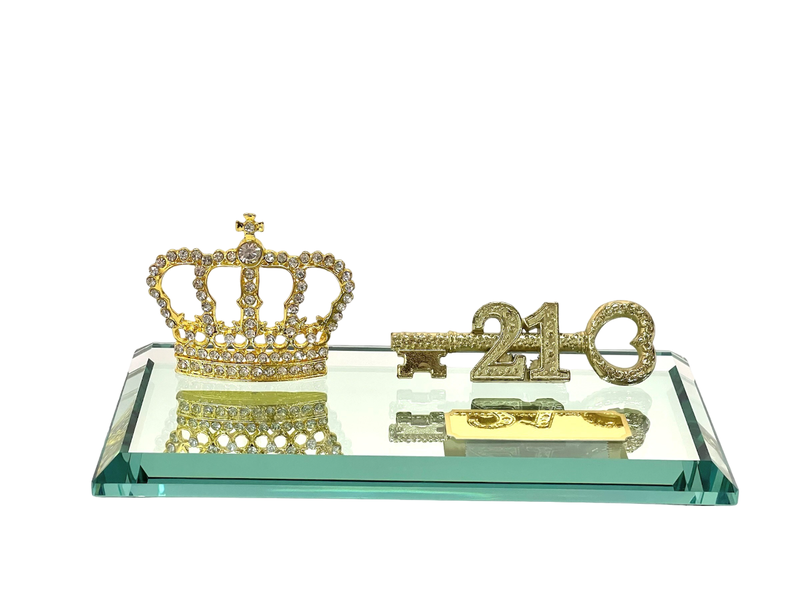 21st Key Ladies Diamant Gold Crown And Metal Key