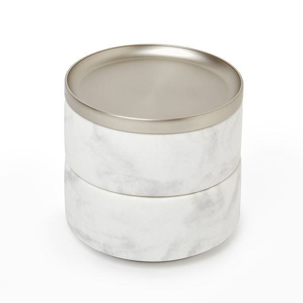 Umbra Tesora Marble Jewelry Box White And Nickel