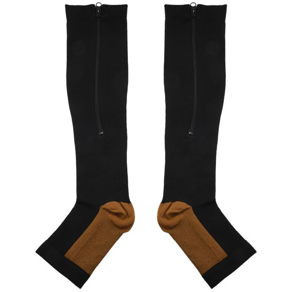 Compression Stockings Nylon Zipper Compression Sock (Black)Xxl