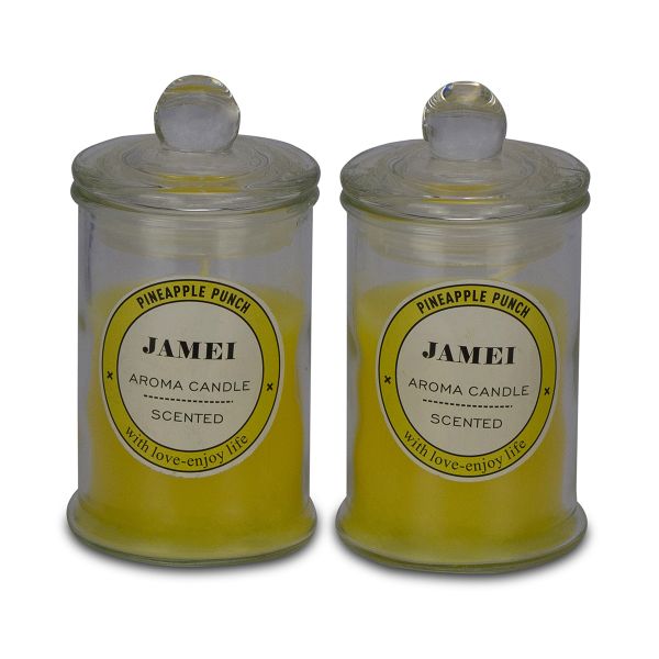Jamei - Yellow Pineapple Punch Aroma Candle - Pack of 2 - 6 x 10cm
