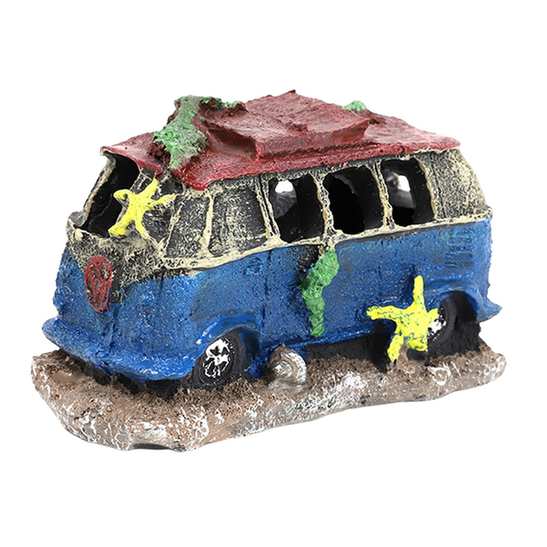 VW Van Wreck Aquarium Ornament - Auto Wreck Fish Hideout 12.5cm