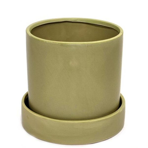 PH Garden - Cylinder Pot Cover With Fixed Base Med Green D17 x H16cm