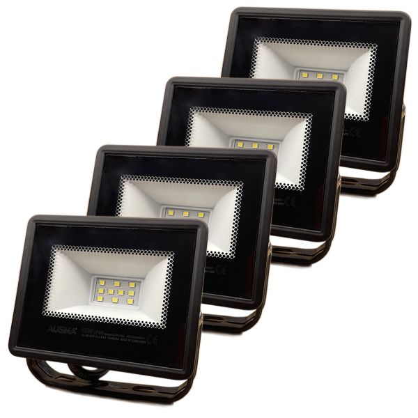 AUSMA 10W LED Floodlight - 4 Pack Security Lights for Outdoor