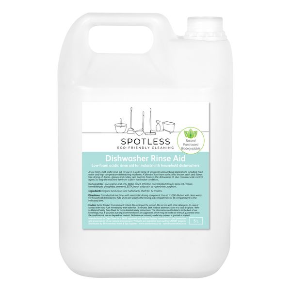 Spotless Eco-Friendly Natural Dishwasher Rinse Aid - 5 Litre