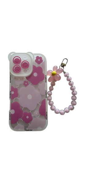Pink Flower Phone Case With Lanyard Compatible With iPhone 12,15&amp;16 Pro Max