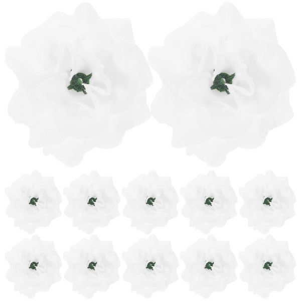 Silk Rose Flower Heads for Hat Clothes Album (White)- 50 Pieces