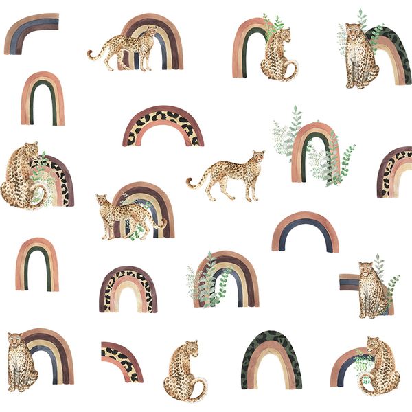 Cheetah and Rainbow Kids Room Wall Art-Sticker-Decor