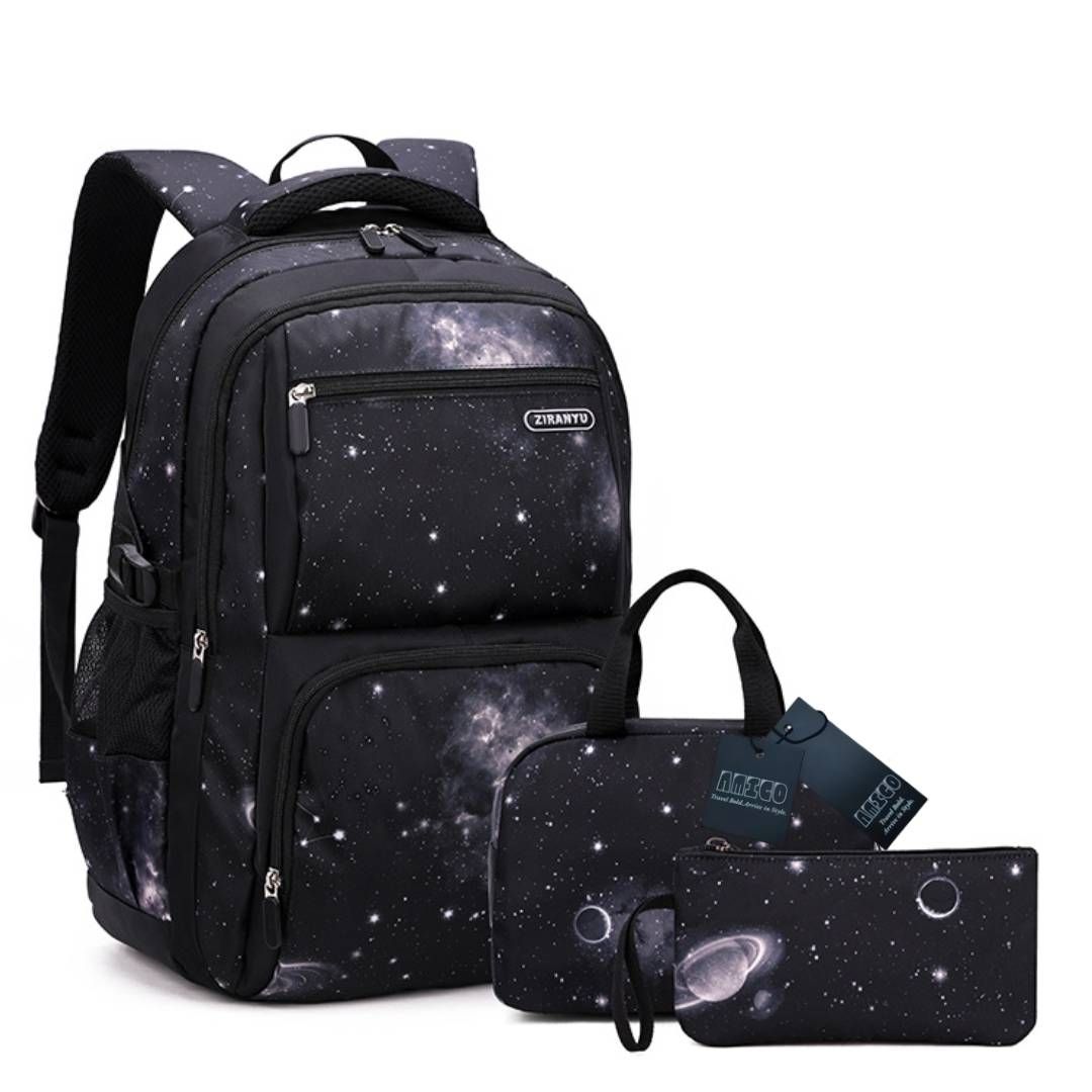 School Bags Set Sturdy Backpack Tote Pencil Bag for Student Girls Boys 3Pcs