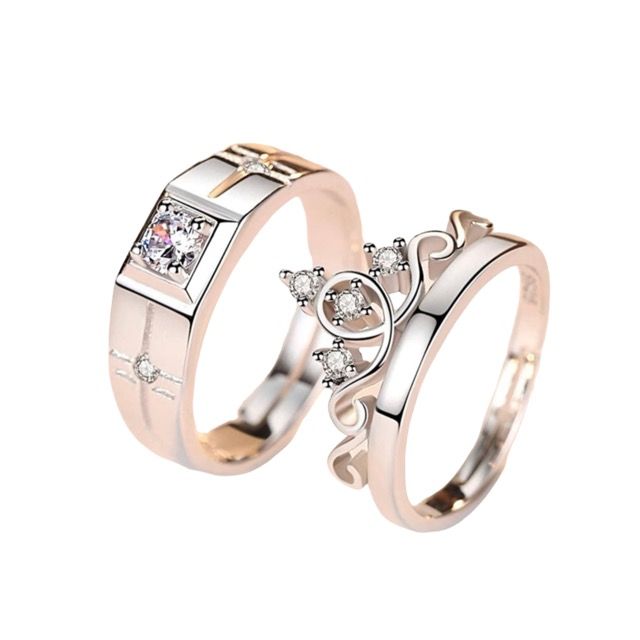 Adjustable Couple Rings for lovers Silver Plated Alloy Zircon | Shop ...