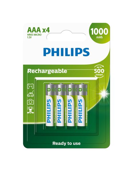 Philips Rechargeable R03B4RTU10 1000mAh AAA Battery