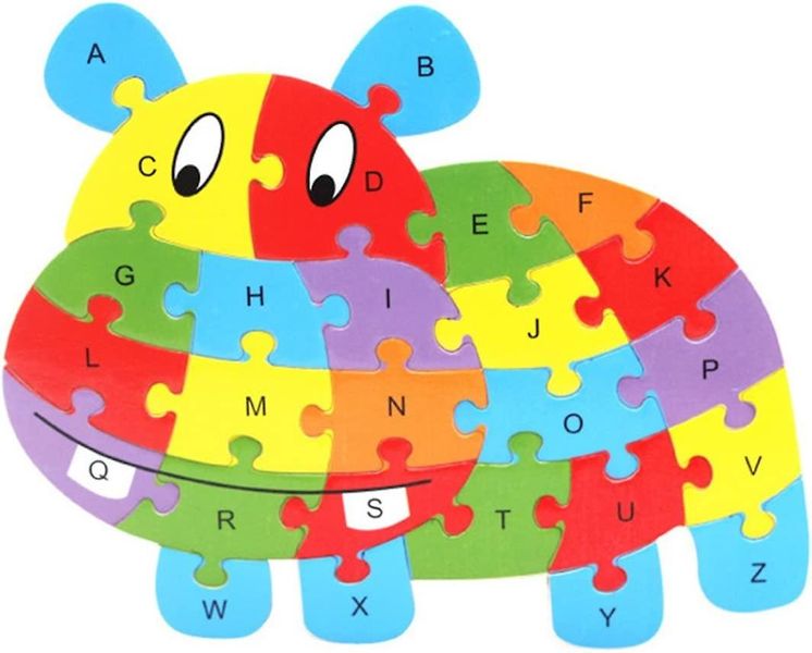 Poppy The Hippo Alphabet Wooden Shape Jigsaw Puzzle - 26-Piece