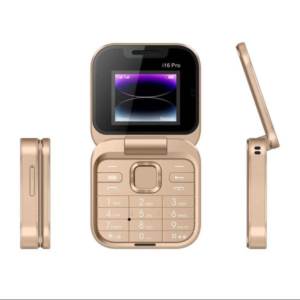 i16 Pro Flip Phone Dual SIM 2G Button Mini Mobile Phone