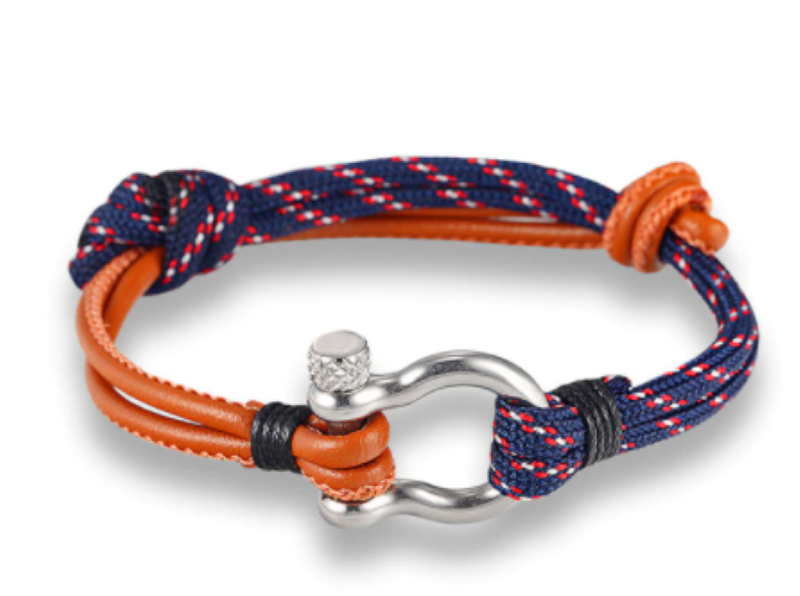 YALLI Men /Women Nylon Nautical Rope Bracelet Brown/Navy