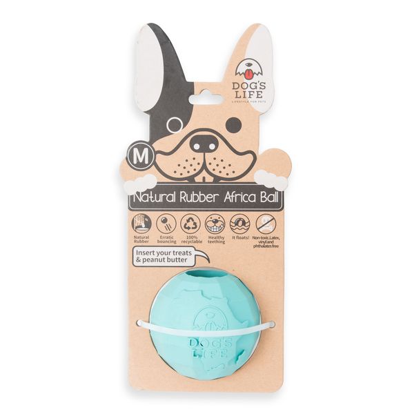 Dog's Life Natural Rubber Dog Toy Africa Turquoise