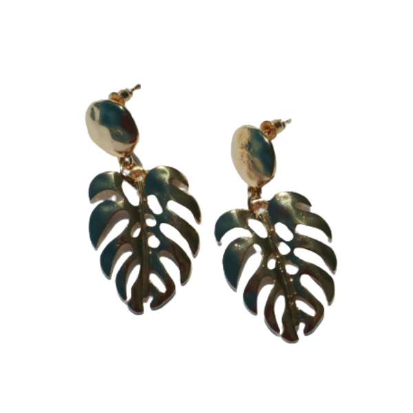 Tropical Palm Leaf Shaped Design Drop Earrings - 1 Pair