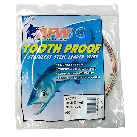 American Fishing Wire Tooth Proof Single Strand Brown Leader Wire #7  31Kg/69Lb, Shop Today. Get it Tomorrow!
