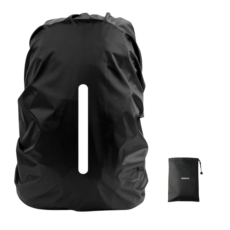 Enova Waterproof Rain Cover for Backpack with Reflective Strip - Black