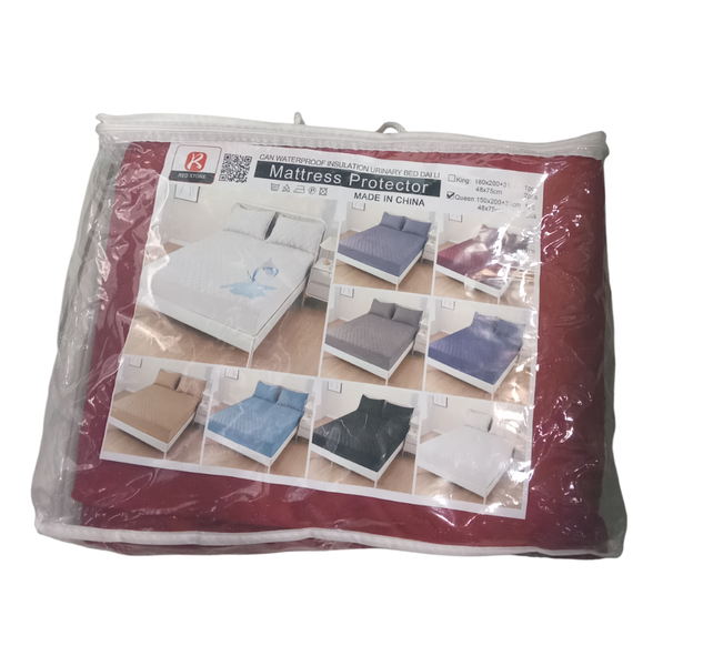 Elegant Red Waterproof Mattress Protector - Red Stone Frill Style