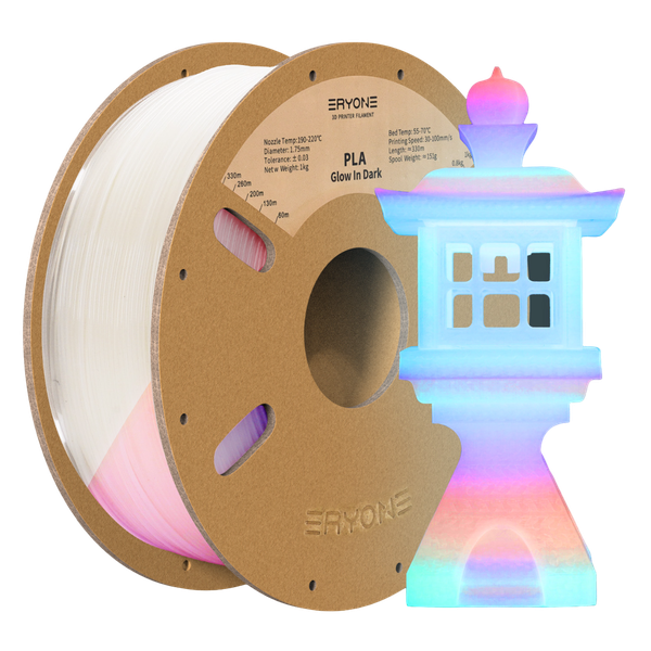 ERYONE Glow in the Dark Rainbow 3D Printer PLA Filament 1.75mm 1kg Spool