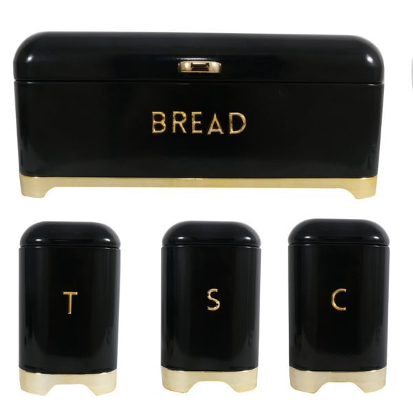 Bread Bin &amp; Canister Set 4 Piece Retro