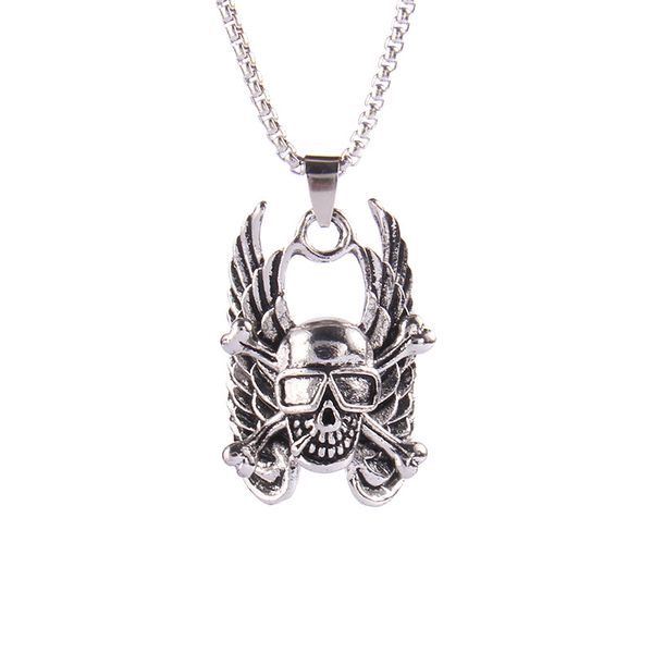 Hip Hop Wings Skull Pendant Necklace