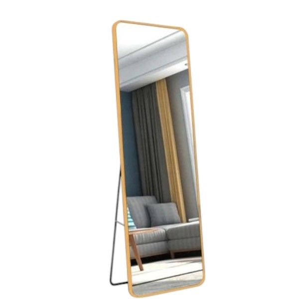 Full Length Gold Curved Metal Large Mirror 167cm x 62cm