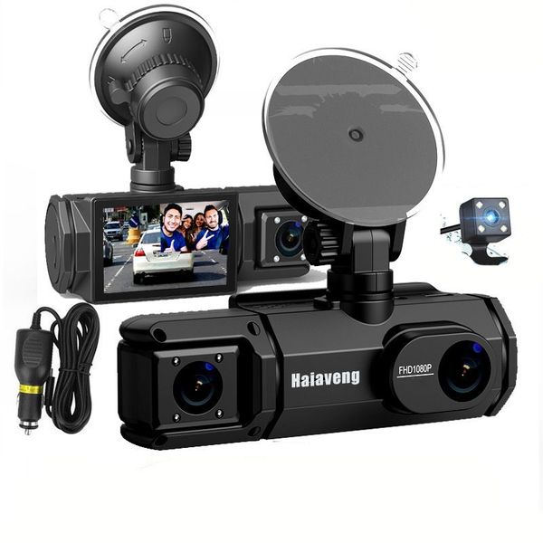 1080P HD 3-Camera Dash Cam with Rearview, WiFi, and Car DVR