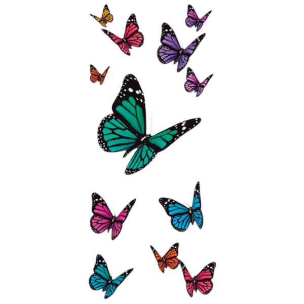 3D Butterfly Design Temporary Tattoo Sticker Sheet - Multicolor