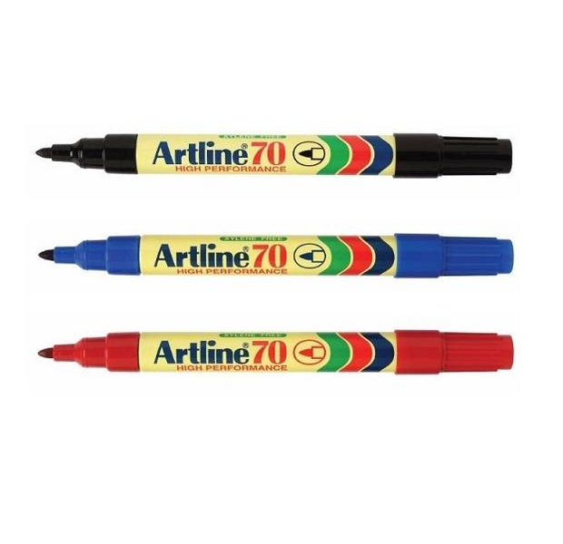 Artline EK 70 Permanent Marker Pen Point - Assorted Pack of 3