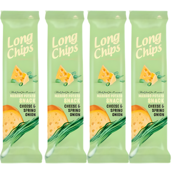 Long Chips Mashed Potato Snack-Cheese&amp;Spring Onion Flavour 75g (Pack of 4)