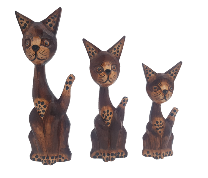 Cats set of Three - Bali Handcraft Wooden 30cm