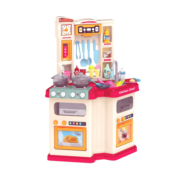 Pretend &amp; Play Kitchen Set with Light &amp; Sound Effects - Pink - 67 Pieces