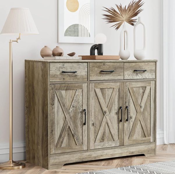 Farmhouse Buffet Sideboard Cabinet Coffee Bar kitchen Storage Cabinet