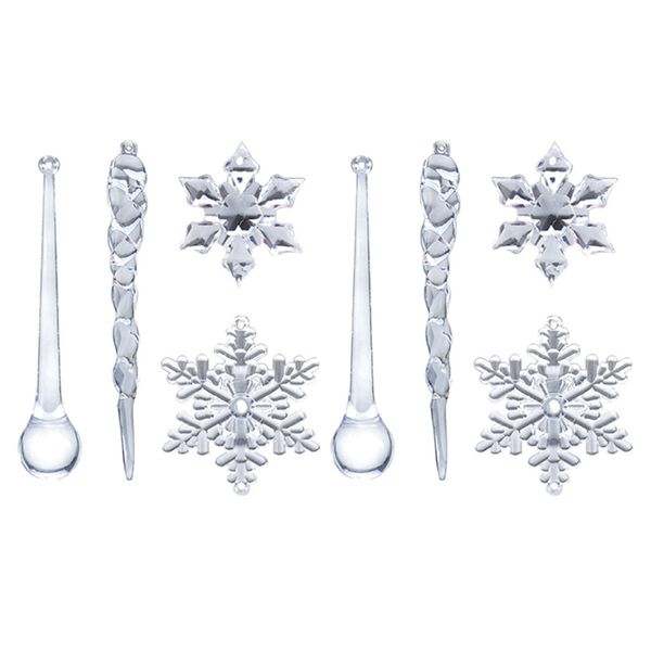 40Pc Snowflake Icicle Crystal Christmas Tree Transparent Ornaments