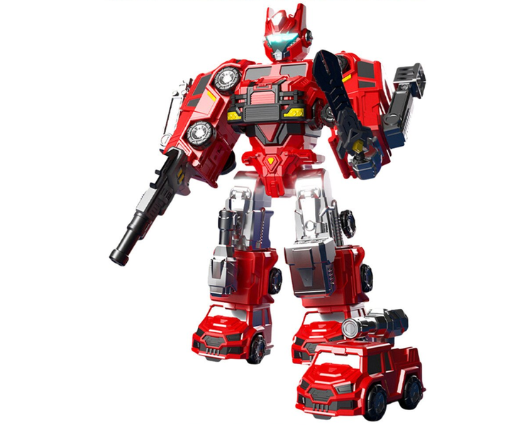 MorFansi 9 in 1 Transformer Magnetic Fire Truck Construction Robot Toy Set