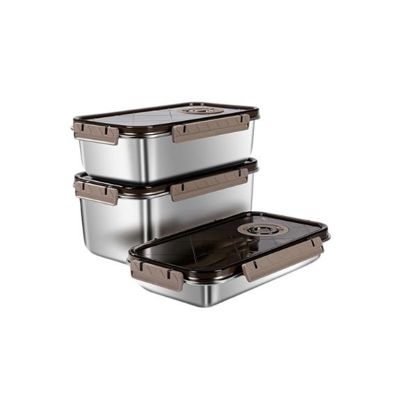 Stainless Steel Food Storage Containers - Airtight Locking Lids - Set of 3
