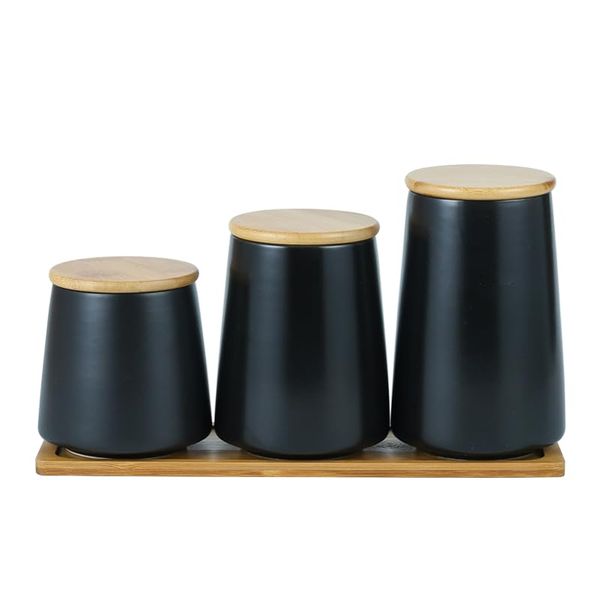 Ceramic Storage Canister Set - Black