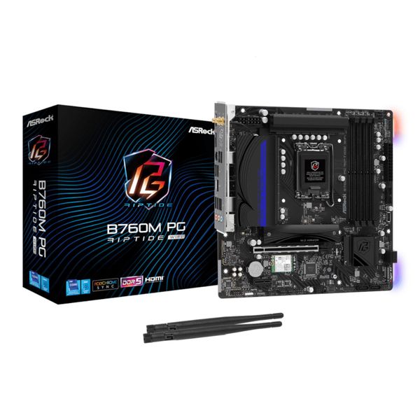 ASRock B760M PG Riptide Wi-Fi Intel LGA1700 DDR5 Micro-ATX Motherboard