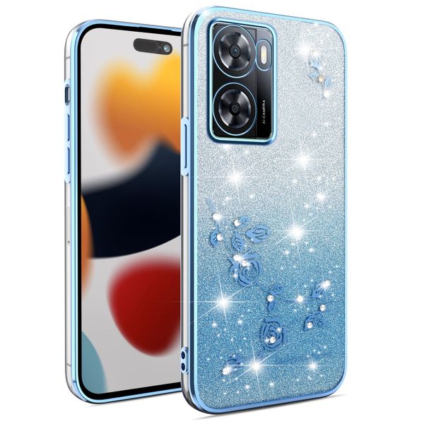 Phone Case Compatible With OPPO A57s Flowers Diamond Shining Cover