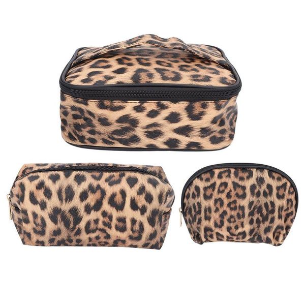 Large-Capacity Portable Travel Storage Bag Leopard Shell Three-Piece Set