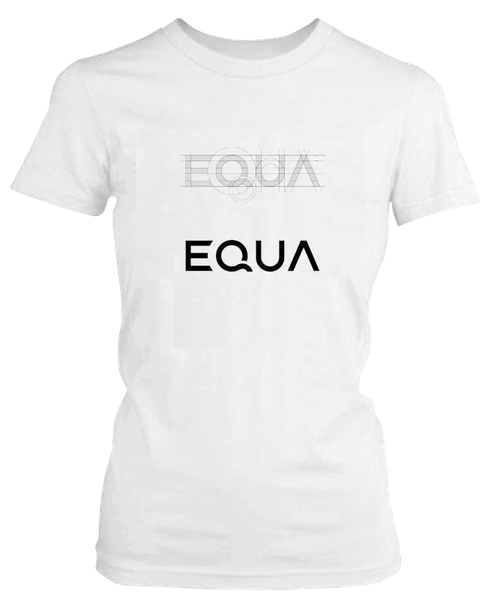 PepperSt Ladies White T-Shirt - Grid Design Equa
