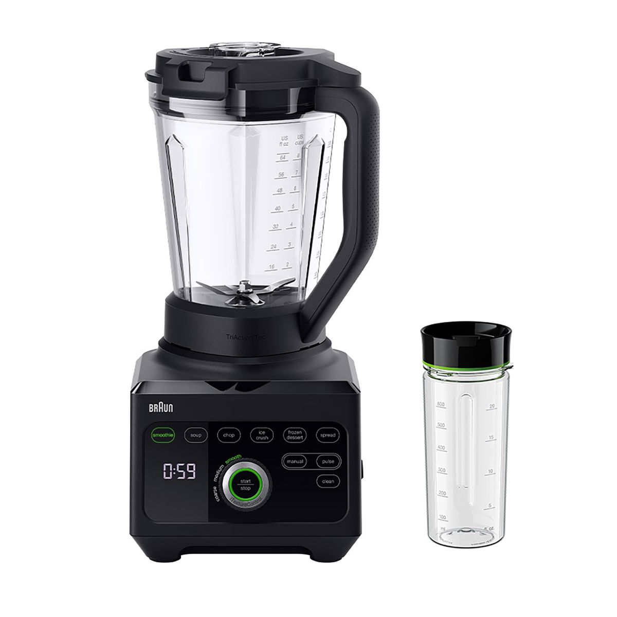 Braun - Braun Jug Blender PowerBlend 9 with Smoothie 2 Go 1600W - JB9042BK