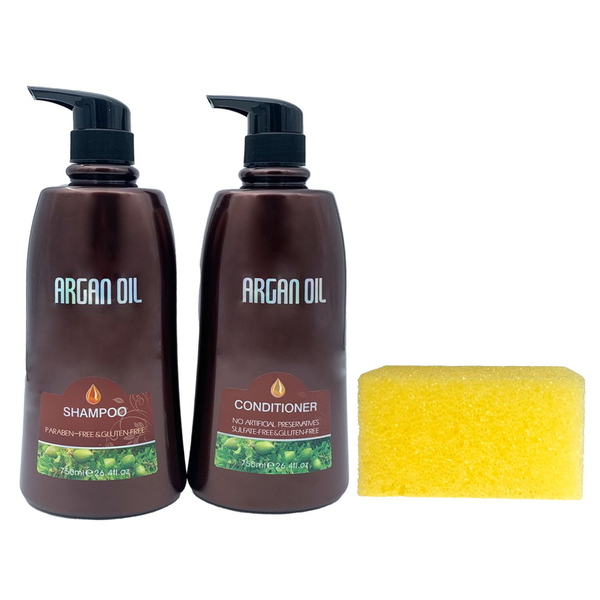 Moroccan Argan Oil - Salon Professional 750ml - Yellow Exfoliating sponge
