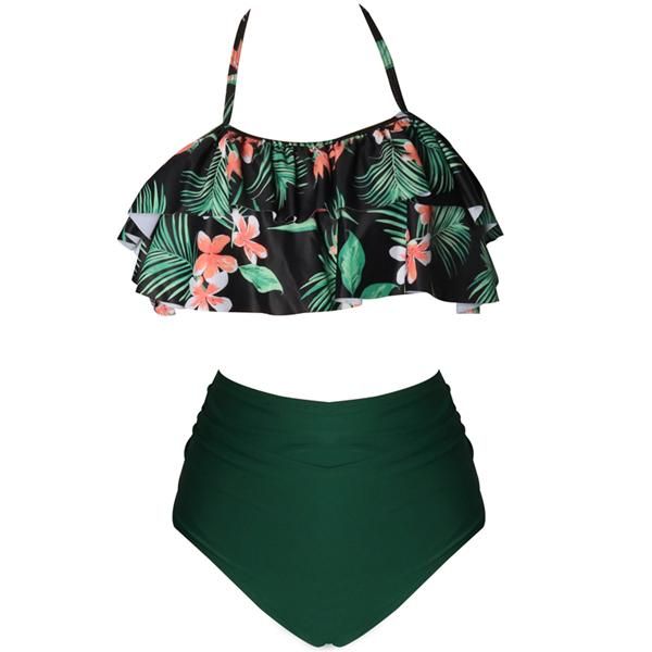 Kids Black Tropical Frill Two-Piece Bikini | Shop Today. Get it ...