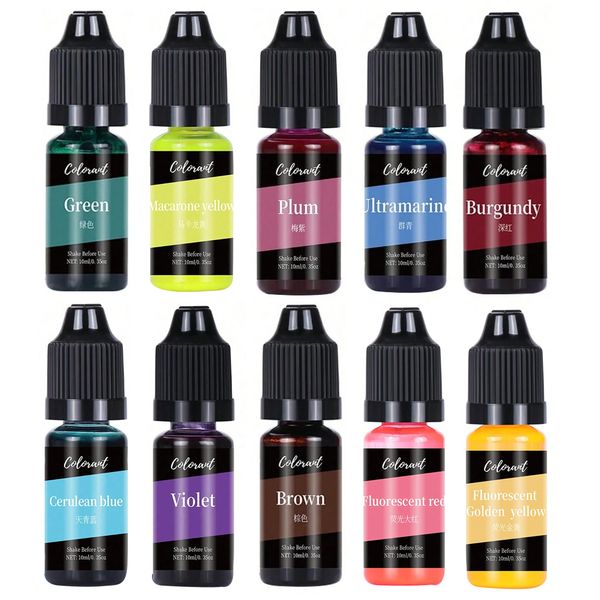 10 Pack Multi-Purpose Liquid Candle Dye Set - 10ml - Set 1