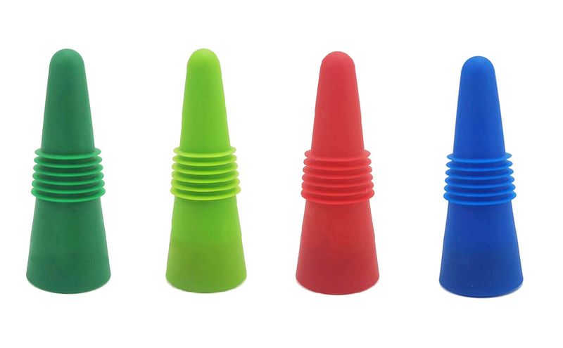 Wine Stoppers - Leak Proof Silicone Stainless Steel - 4 Pieces